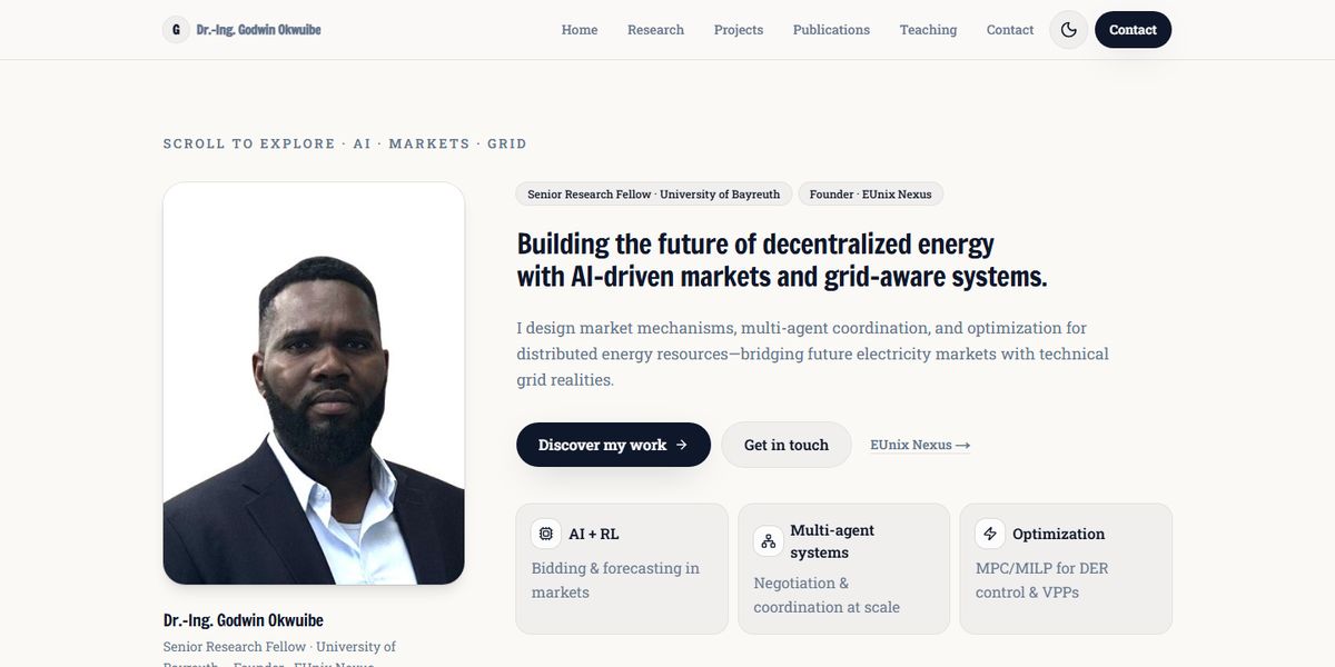 Dr.-Ing. Godwin Okwuibe research portfolio homepage
